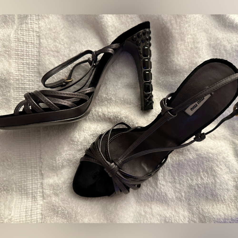 Miu Miu studded heel platform heels